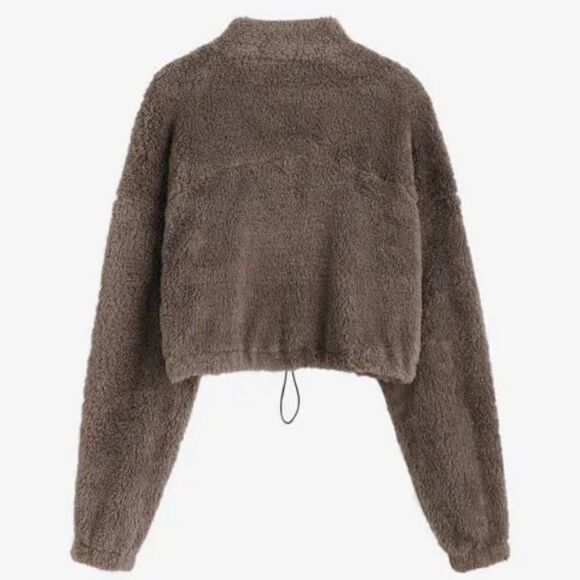 🌟nwt ZAFUL Half Zip Plush Cropped Sweatshirt🌟 - Picture 2 of 12